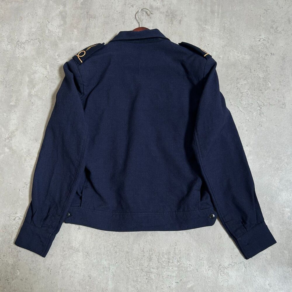 80s French Made Navy Cropped Uniform Jacket Wing Pin 96L GM